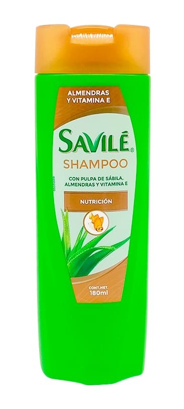 Savilé Shampoo con Pulpa de Sábila, Almendras y Vitamina E 180ml